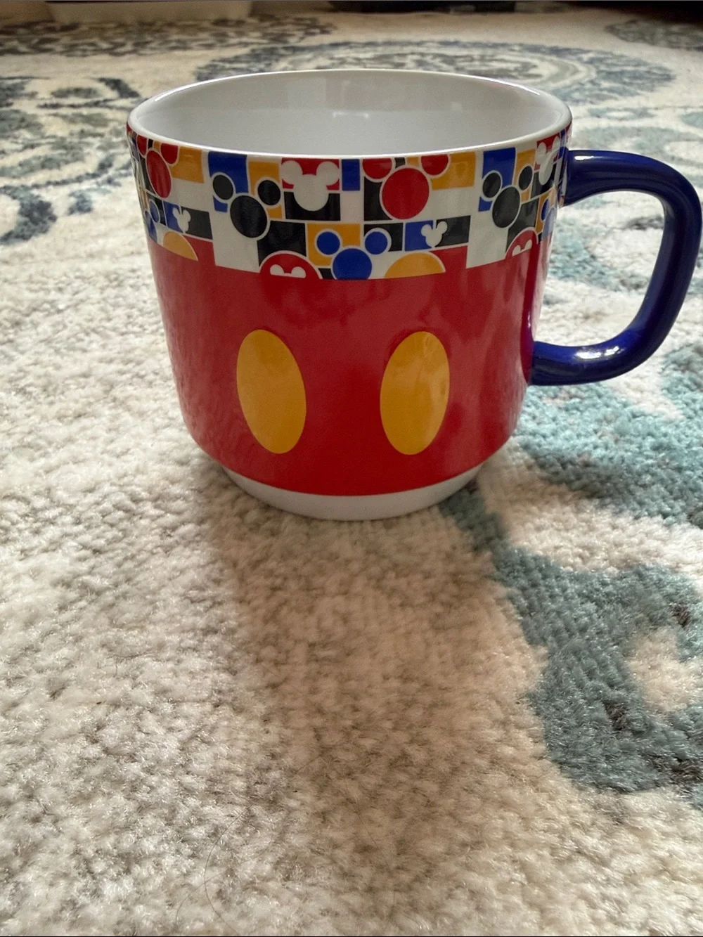 Disney Red Mickey Stackable Mug with Yellow Accents and Blue Handle